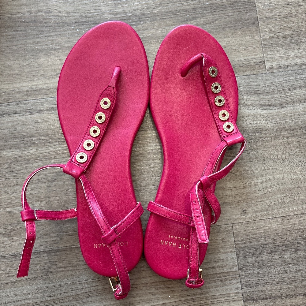 Cole Hann, Pink Flat Sandals, Women Size 6.5